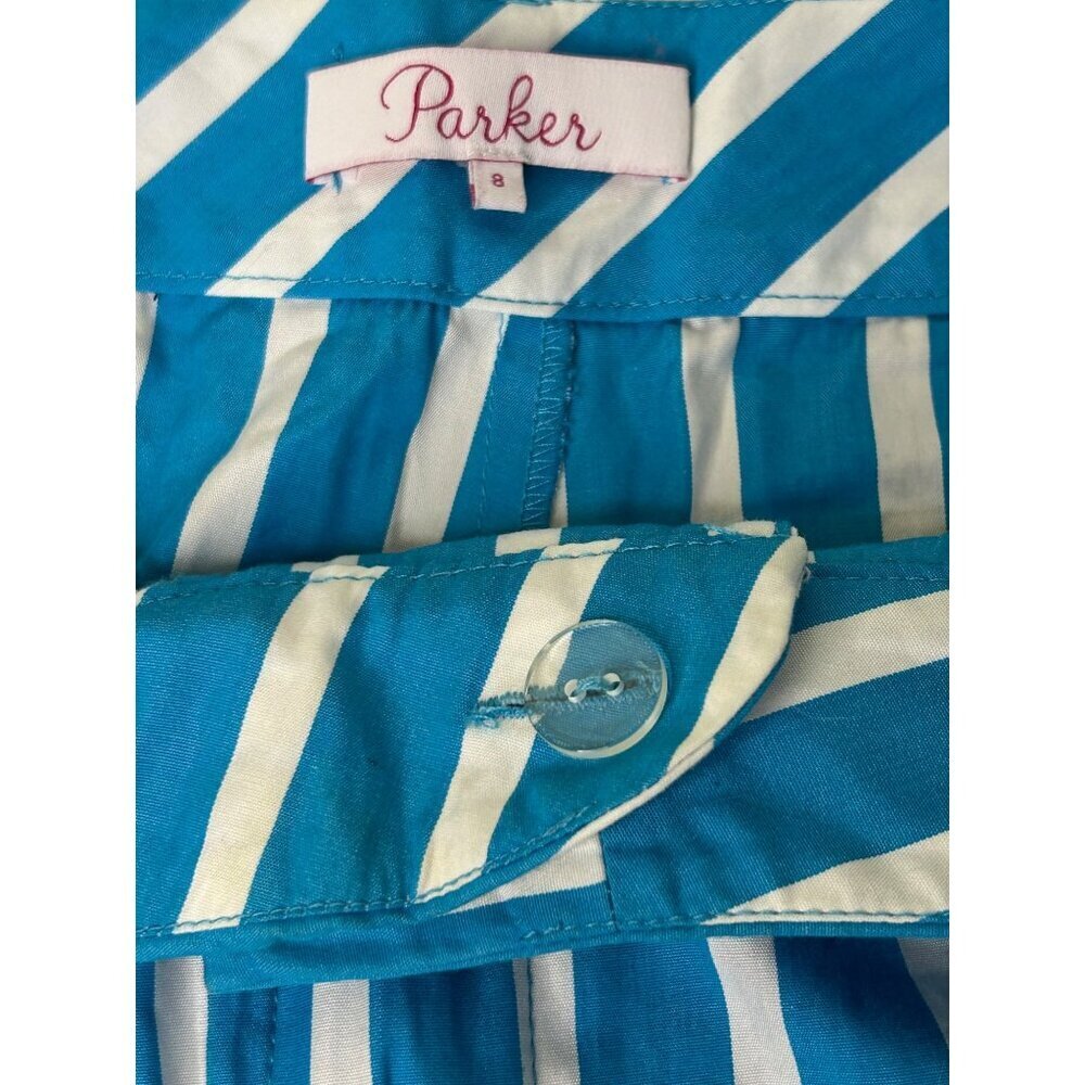 Parker brand shorts blue and white stripe ruffled hem like new condition size 8 - Picture 3 of 8